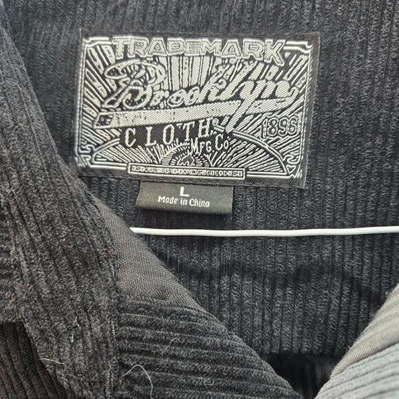 Brooklyn Cloth Colorblock Corduroy Button-Up Shirt Long Sleeve Black Grey Size L - Picture 2 of 6